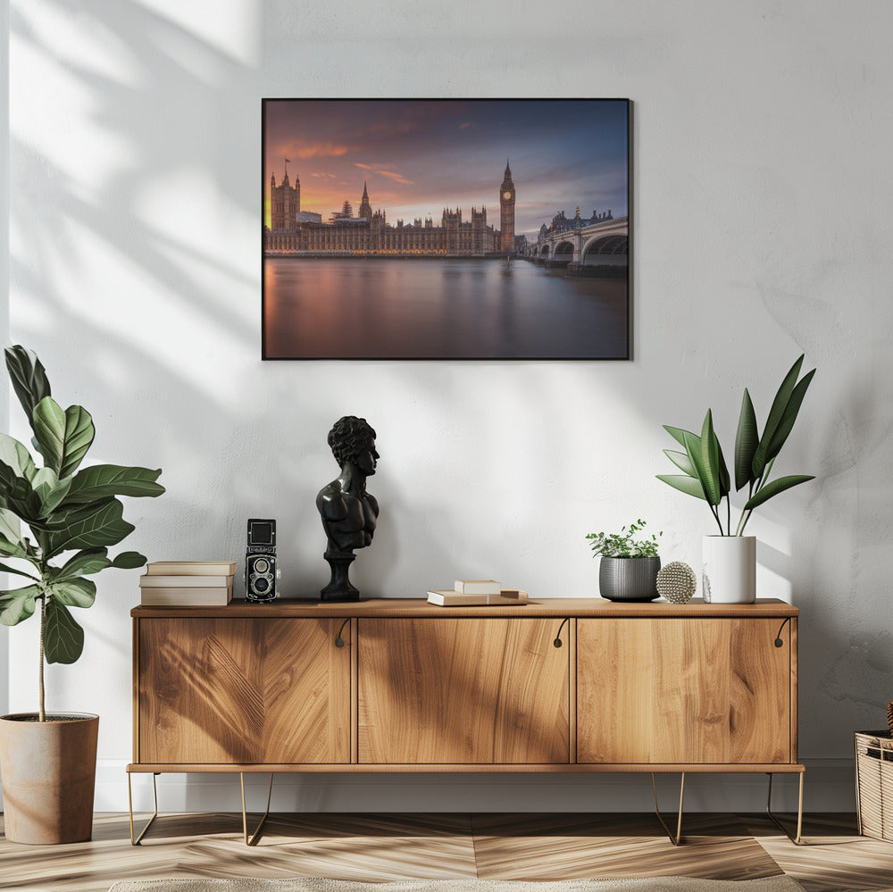Sonnenuntergang im Londoner Palast von Westminster | Poster