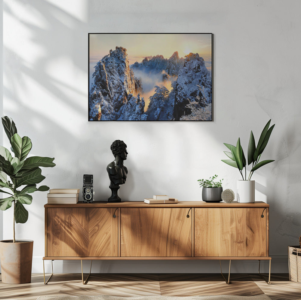 Sonnenaufgang am Berg Huang Shan | Poster