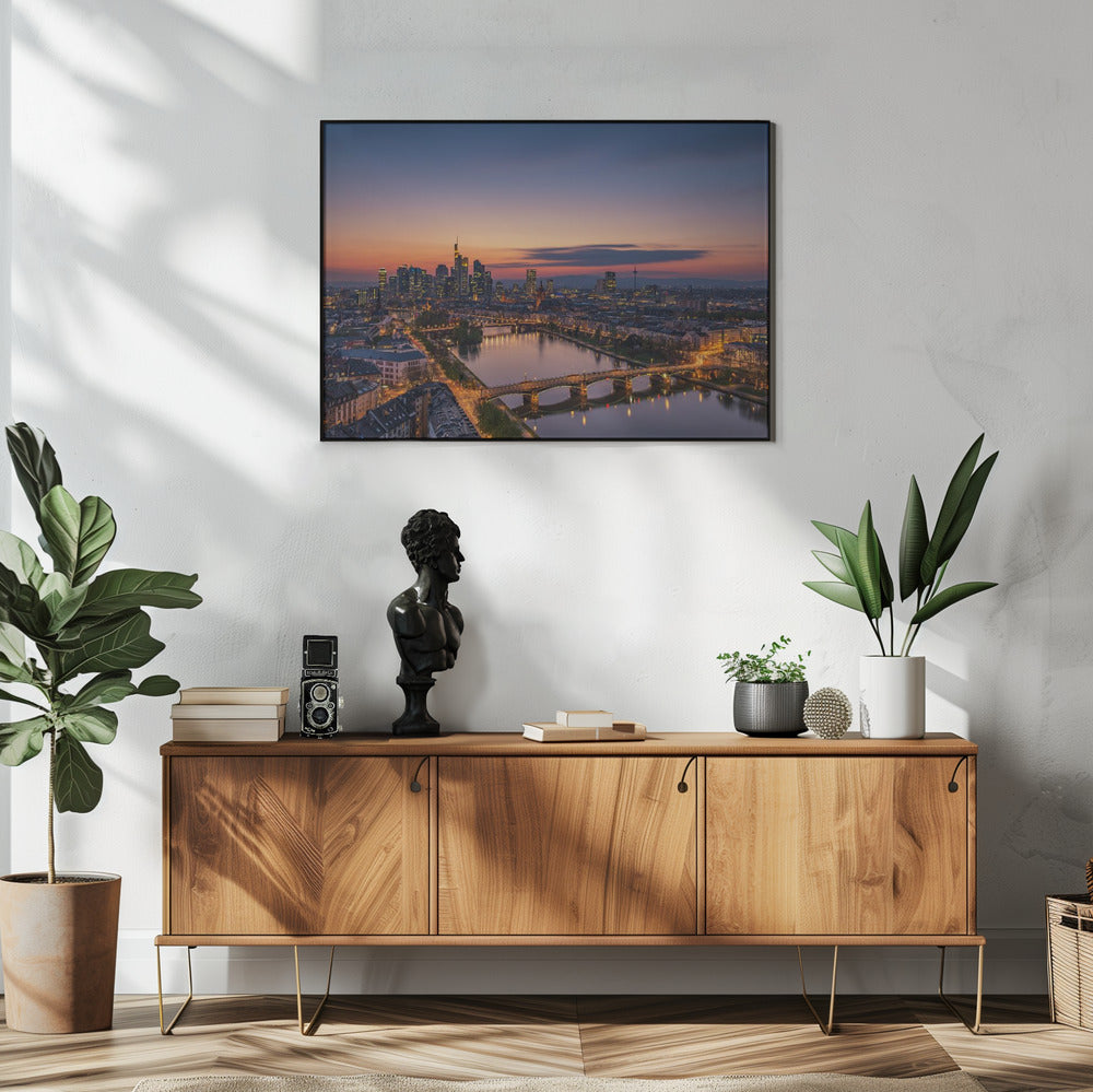Frankfurter Skyline bei Sonnenuntergang | Poster