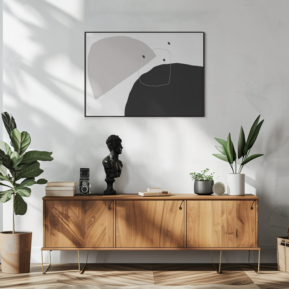 Monochrome schwarze und graue Formen | Poster