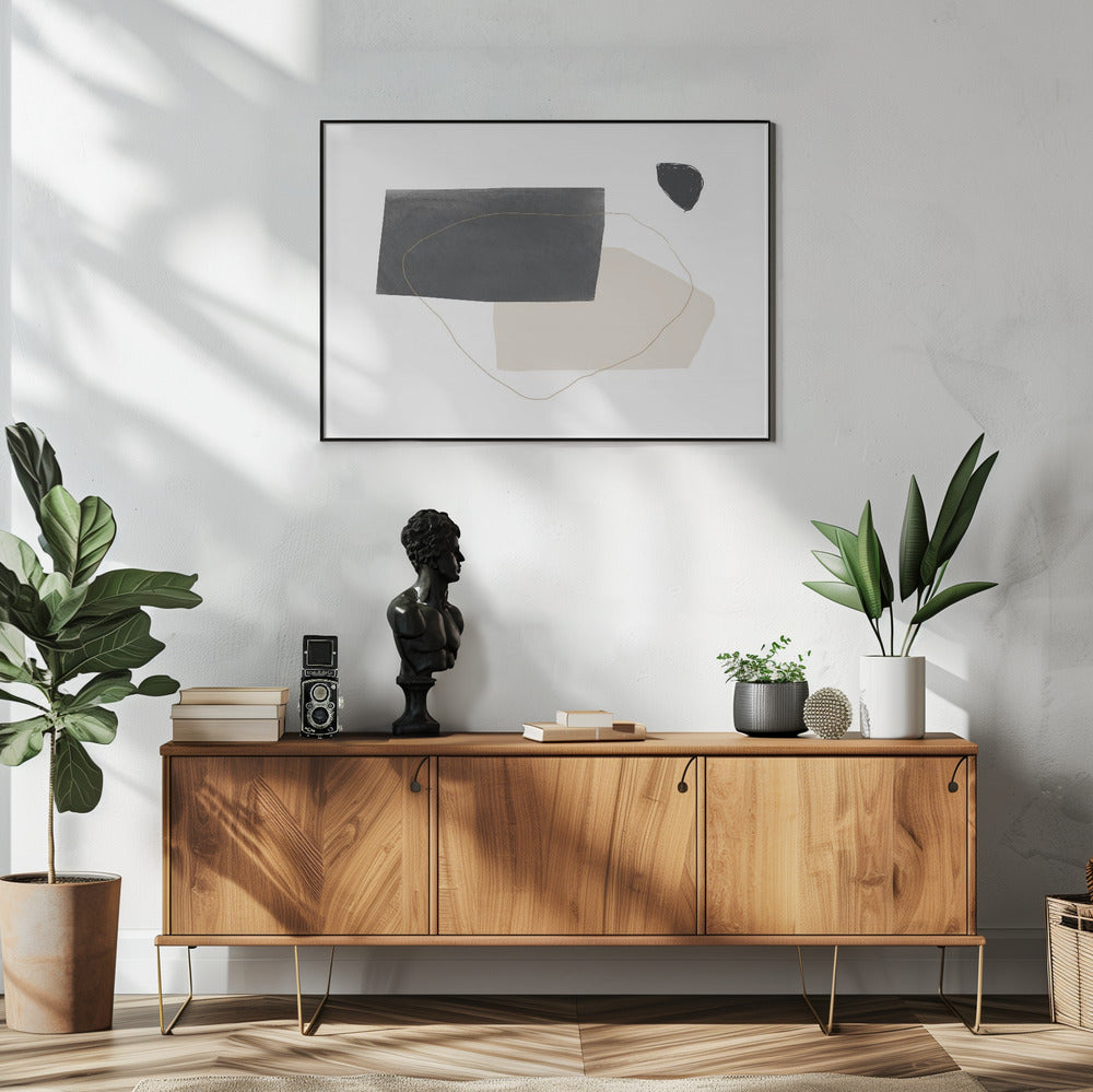 Geometrische Formen in Schwarz, Grau und Beige | Poster