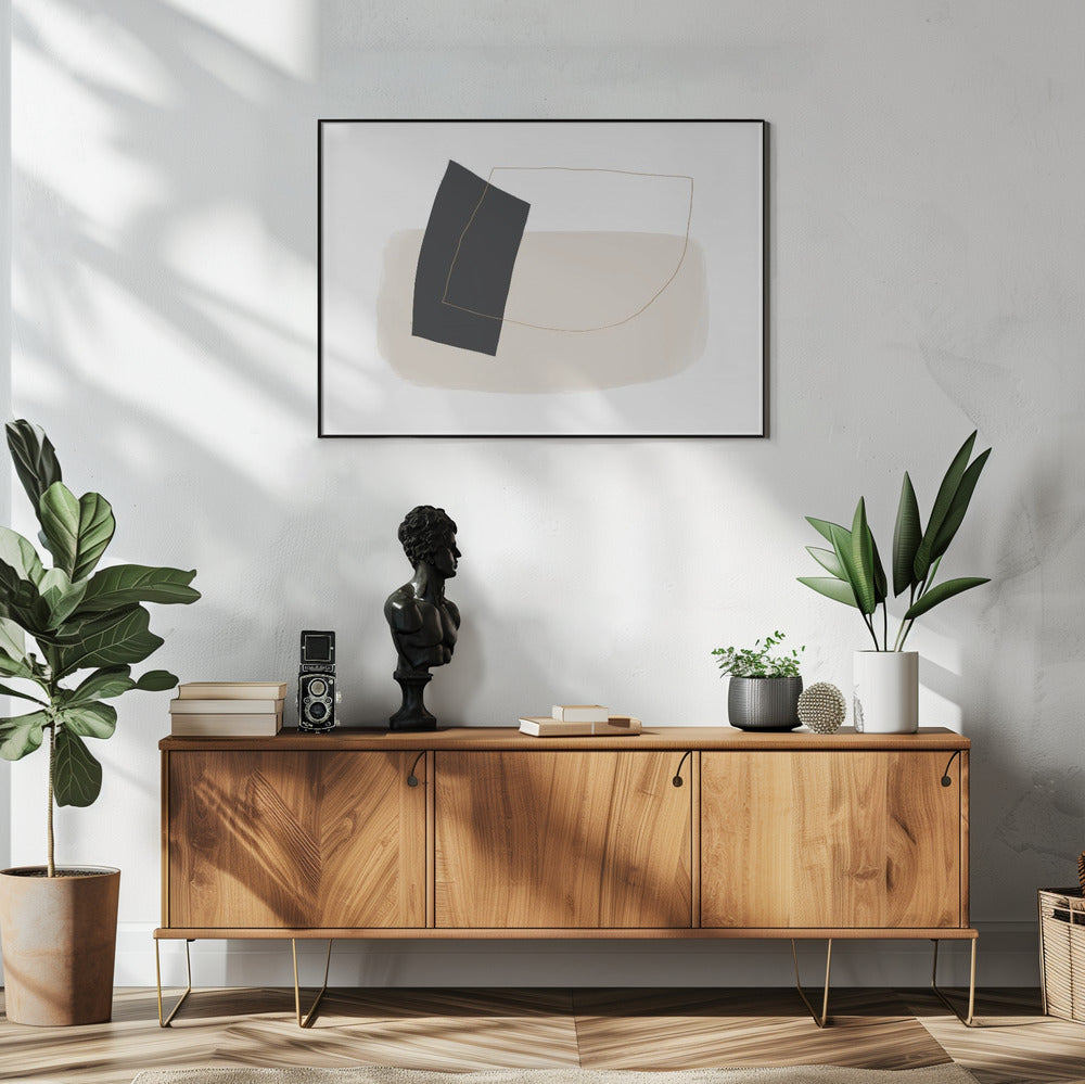 Geometrische Formen und einfache Linien in neutralen Tönen | Poster