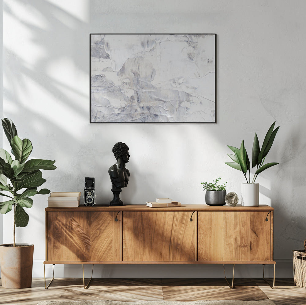 Weiße und graue Pinselstriche | Poster