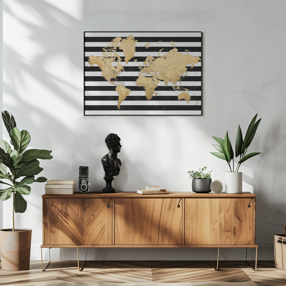 Detaillierte Weltkarte mit Städten, Harper | Poster