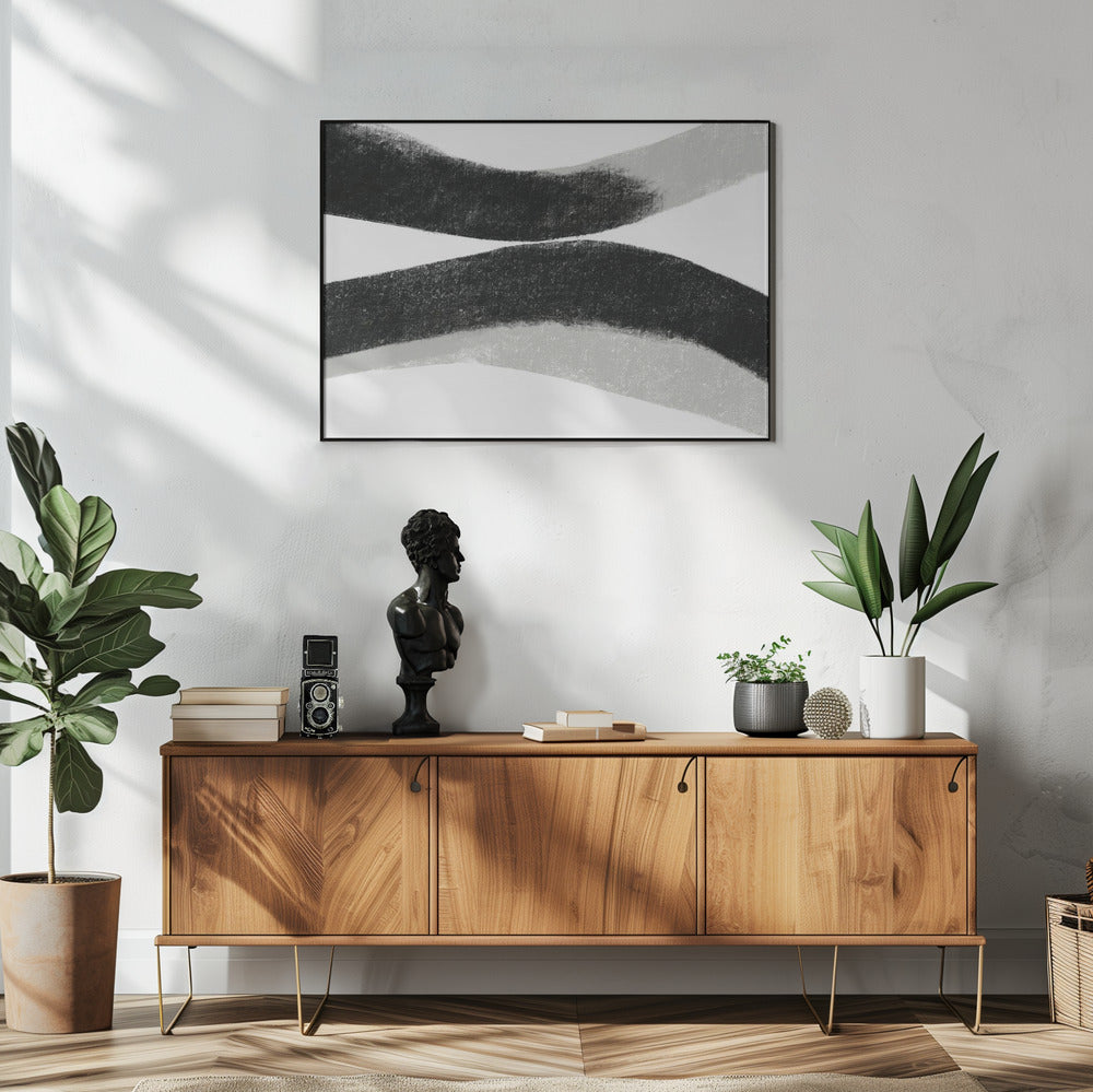 Black And Grey Strokes On A White Background | Poster
