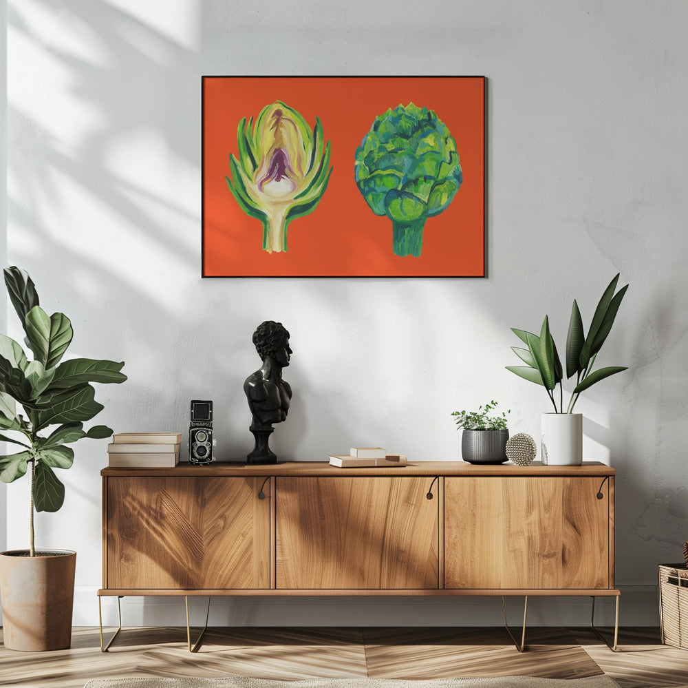 Artischocken auf Orange | Poster
