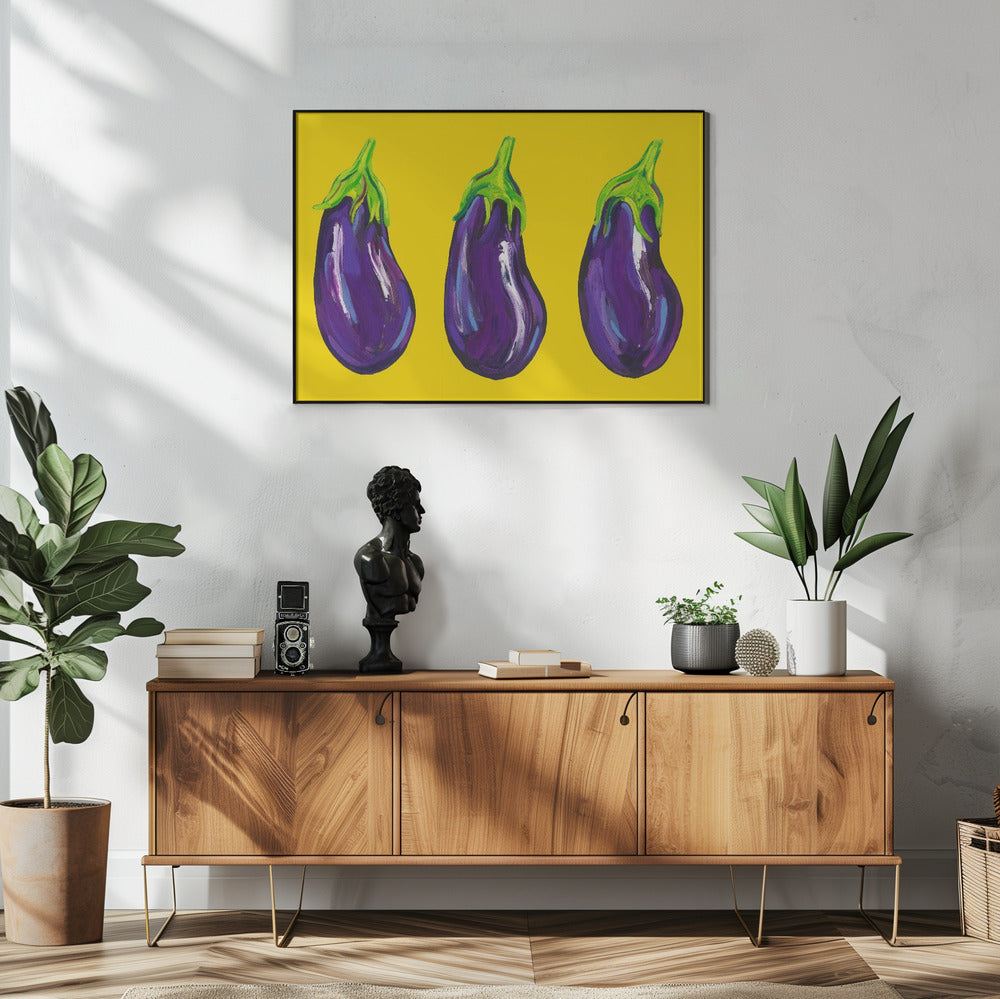 Auberginen auf Gelb | Poster