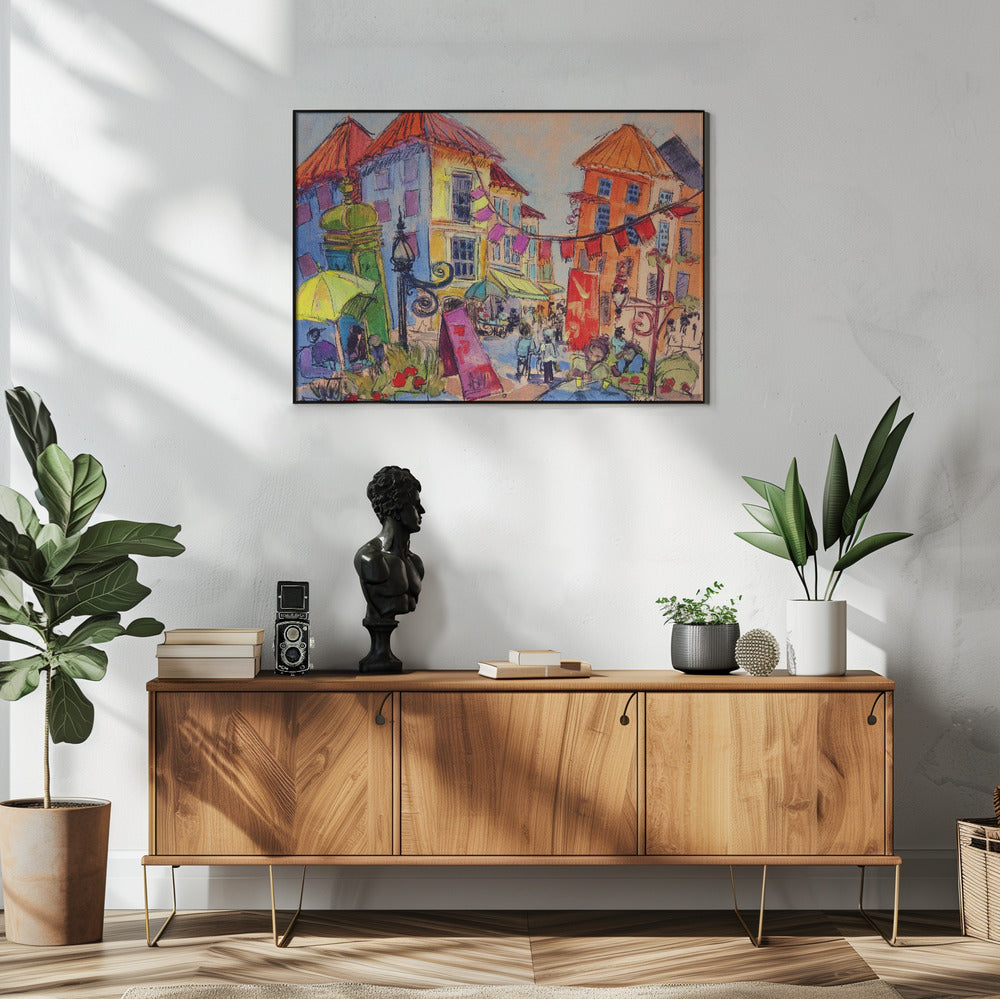 Lebendige Straßenszene | Poster