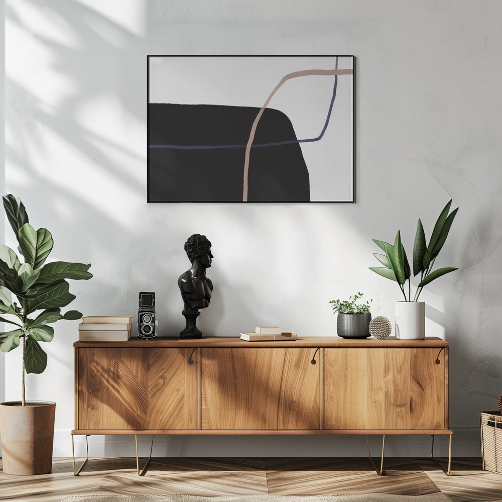 Sich kreuzende Linien und kräftige schwarze Formen | Poster