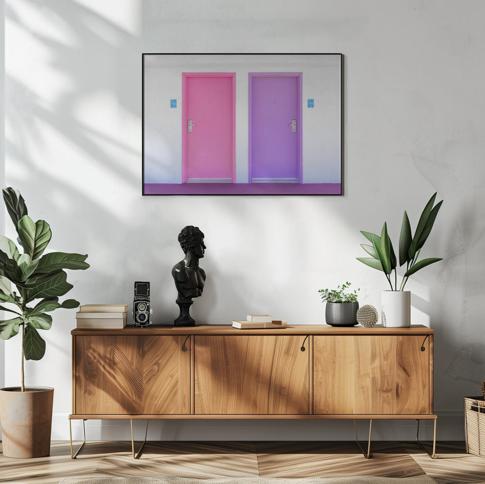 Rosa und lila Türen am Saguaro | Poster
