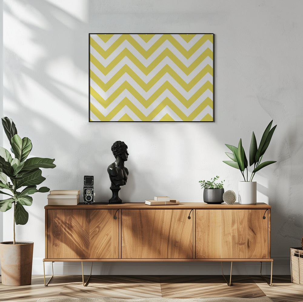 Chevron Gelb und Weiß | Poster