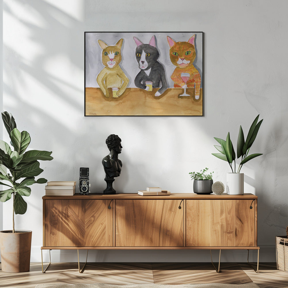 Drei Katzen an der Bar | Poster