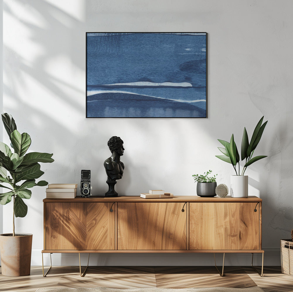 Blaue Aquarellwellen | Poster
