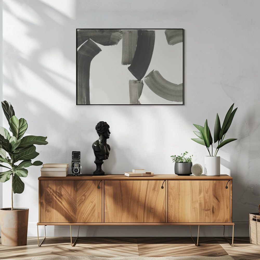 Monochrome abstrakte schwarze Formen 1 | Poster