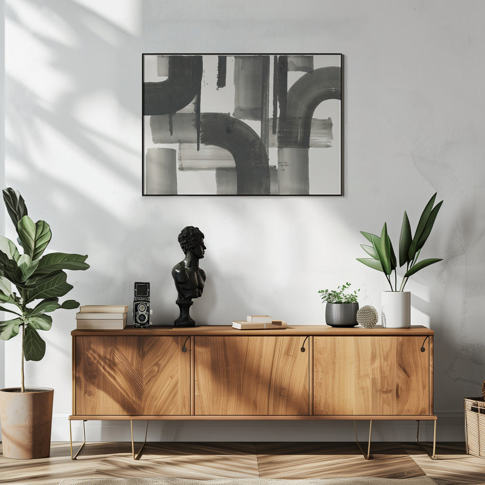 Monochrome abstrakte schwarze Formen 2 | Poster