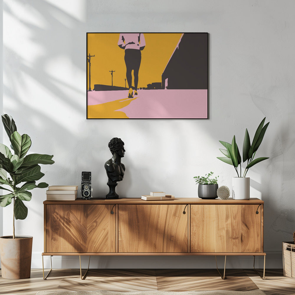 Silhouette einer gehenden Frau | Poster
