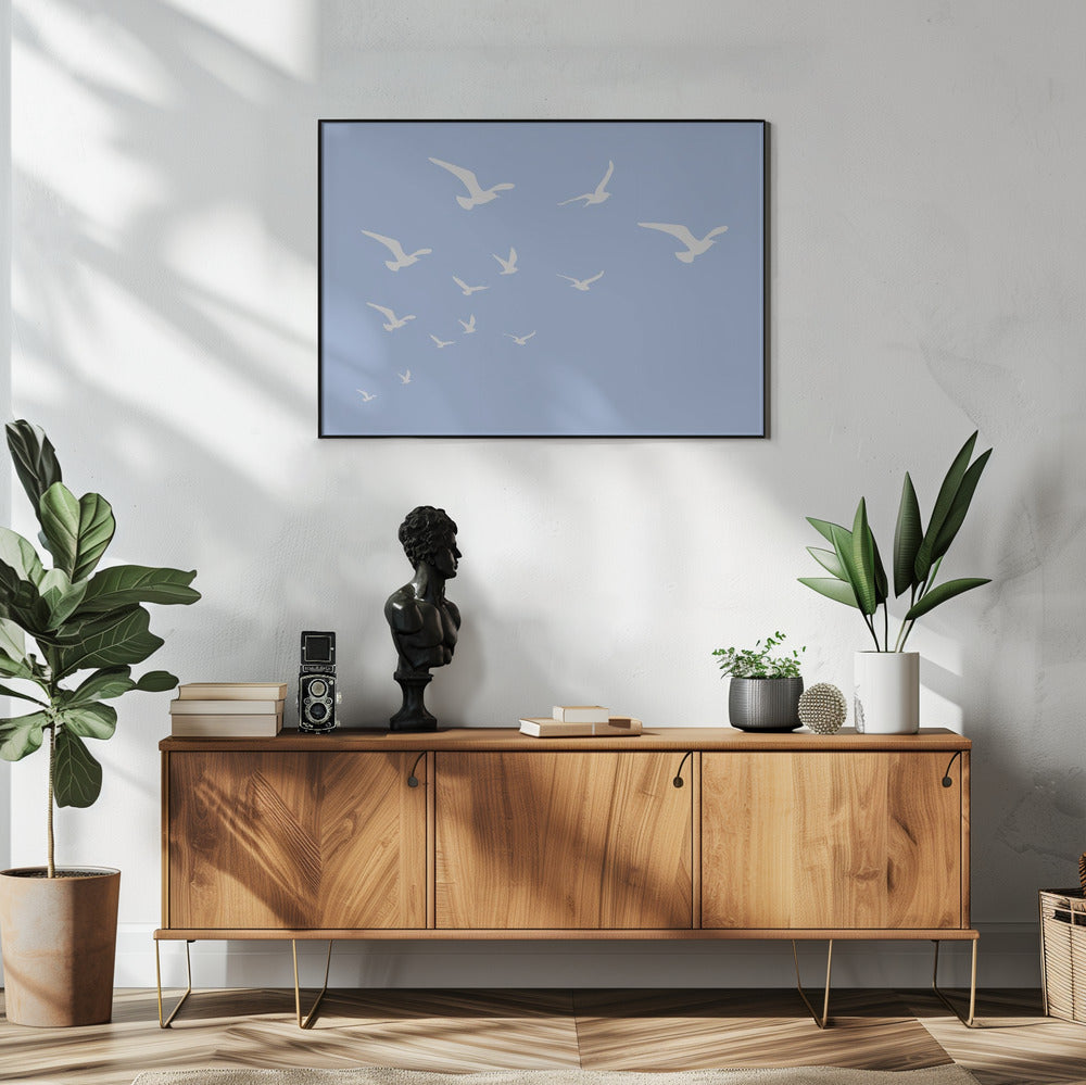 Möwen Blauer Hintergrund | Poster