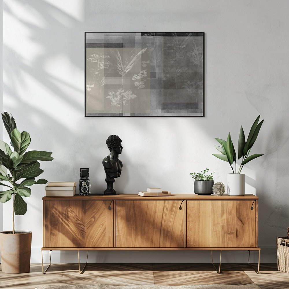 Abstrakte Pflanzen in neutralen Tönen | Poster