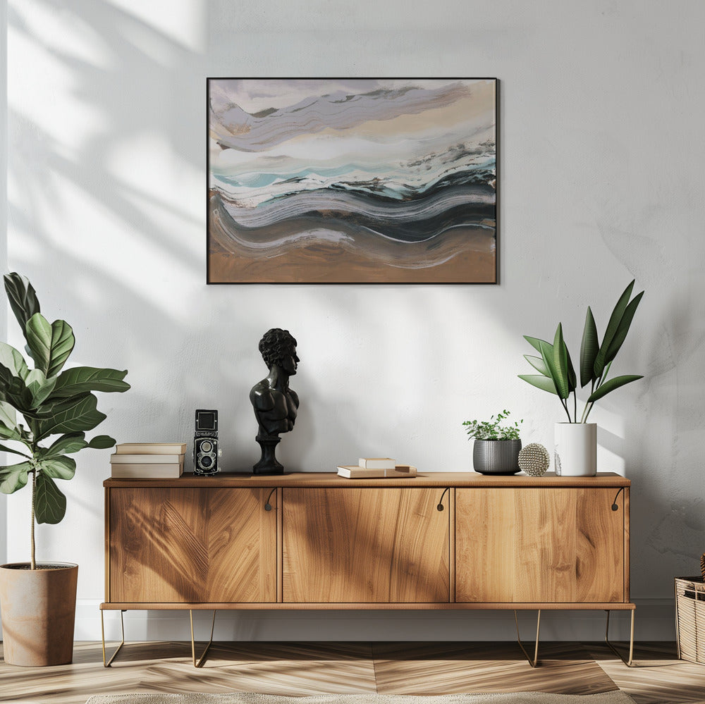 Abstrakte Landschaft Wellen Mokka | Poster