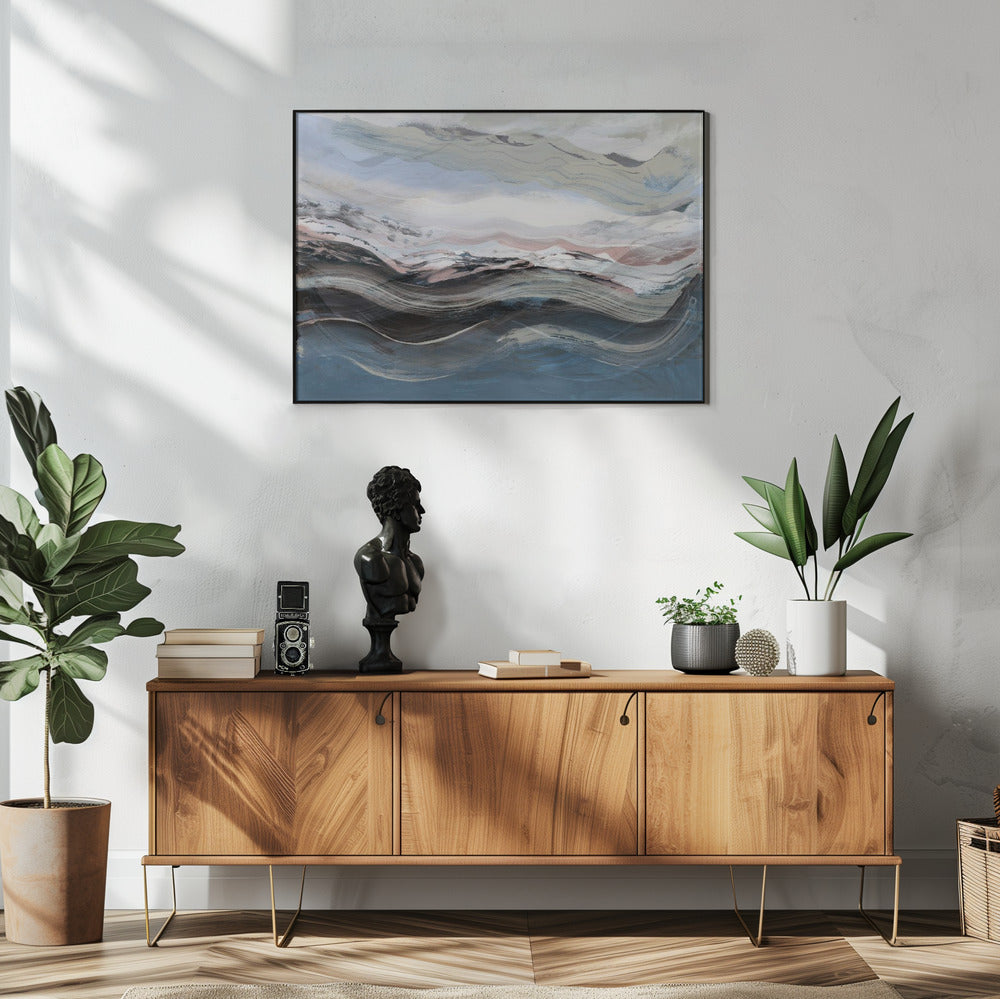 Abstrakte Landschaft Wellen Blau | Poster
