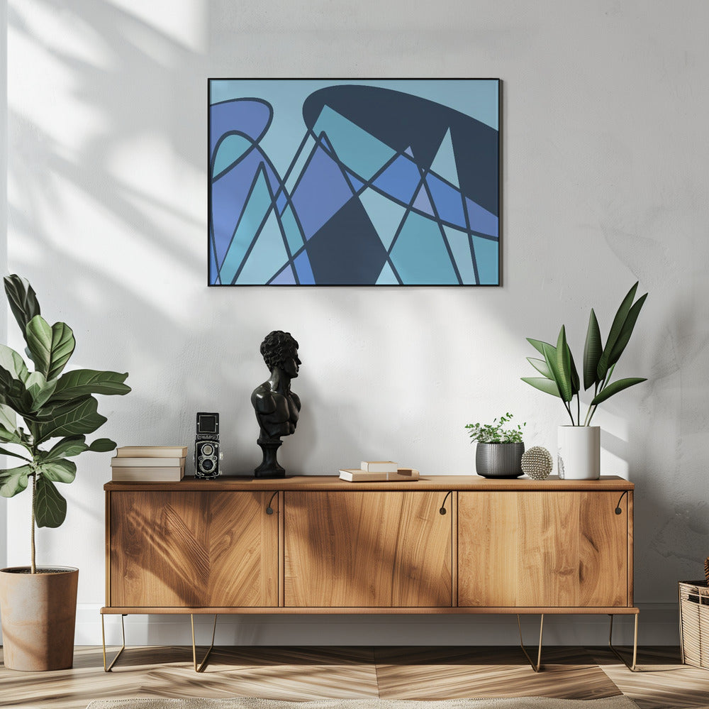 Blaues abstraktes Poster