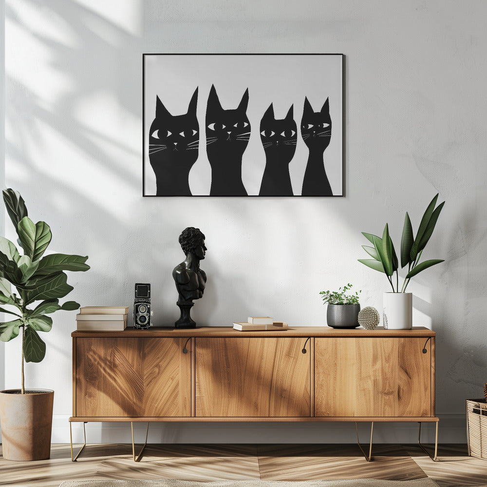 Vier schwarze Katzen | Poster
