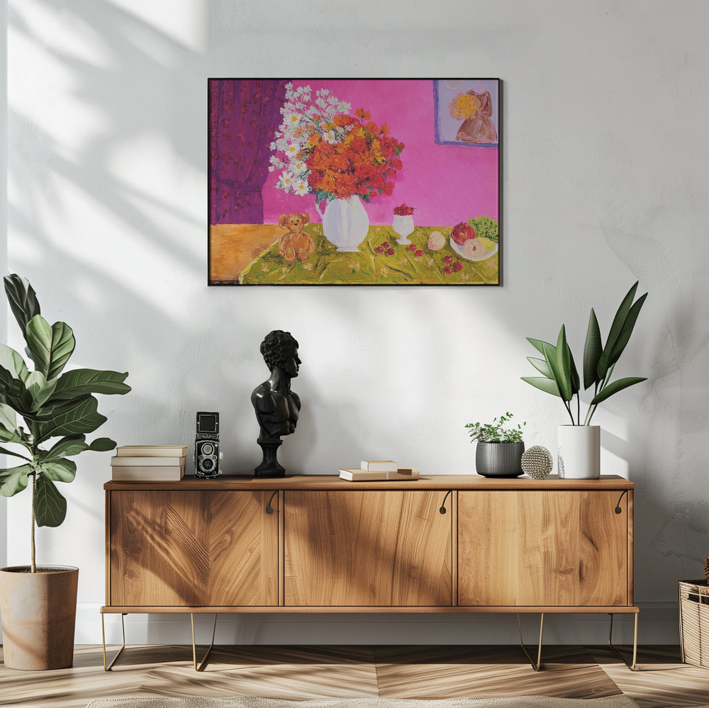 Vase mit leuchtenden Blumen | Poster