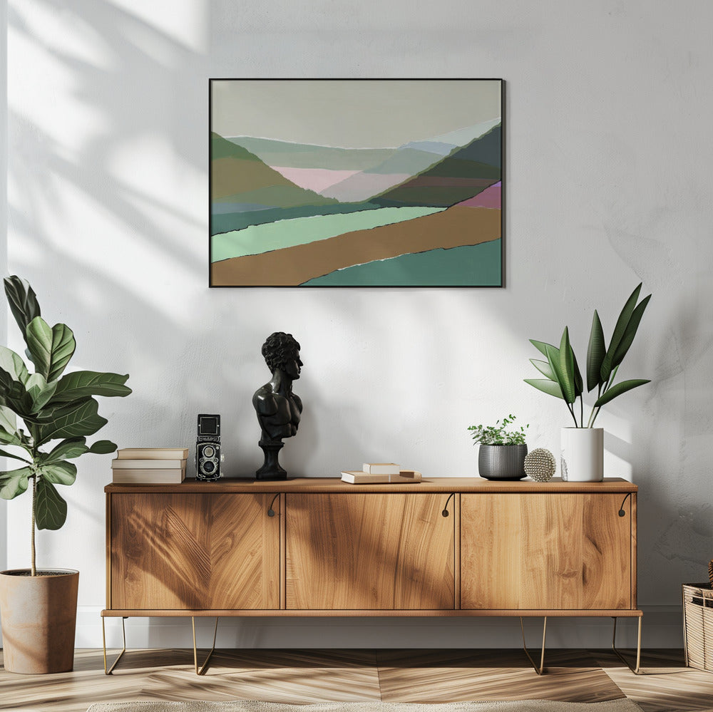 Geschichtete Berge und Täler in gedämpften Erdtönen | Poster
