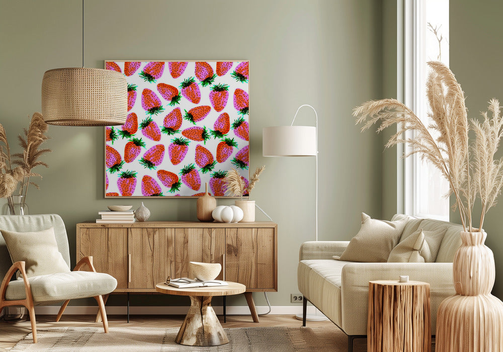 Lavendel Rote Erdbeeren Obst | Leinwand