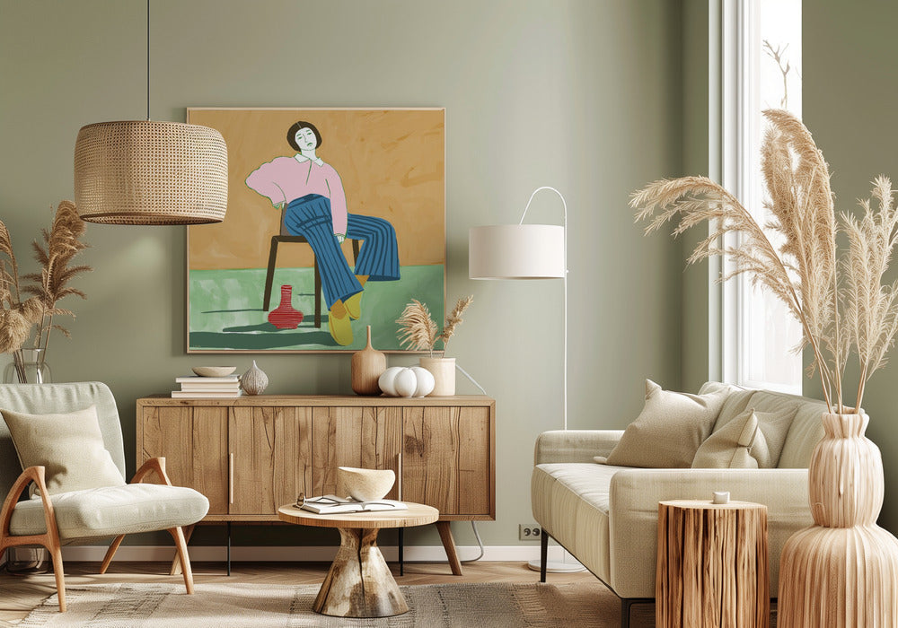 Sitzende Dame mit ihrer Vase | Leinwand