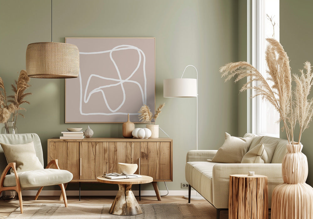 Beige abstrakte Linien | Leinwand