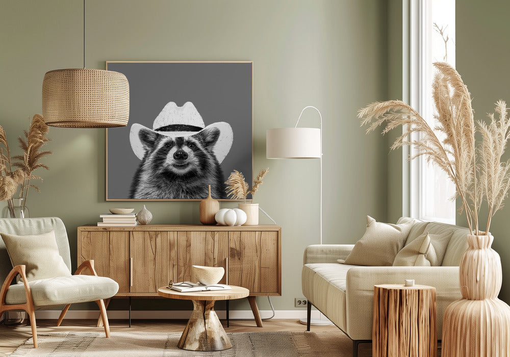 Wyatt, der Cowboy-Waschbär | Leinwand