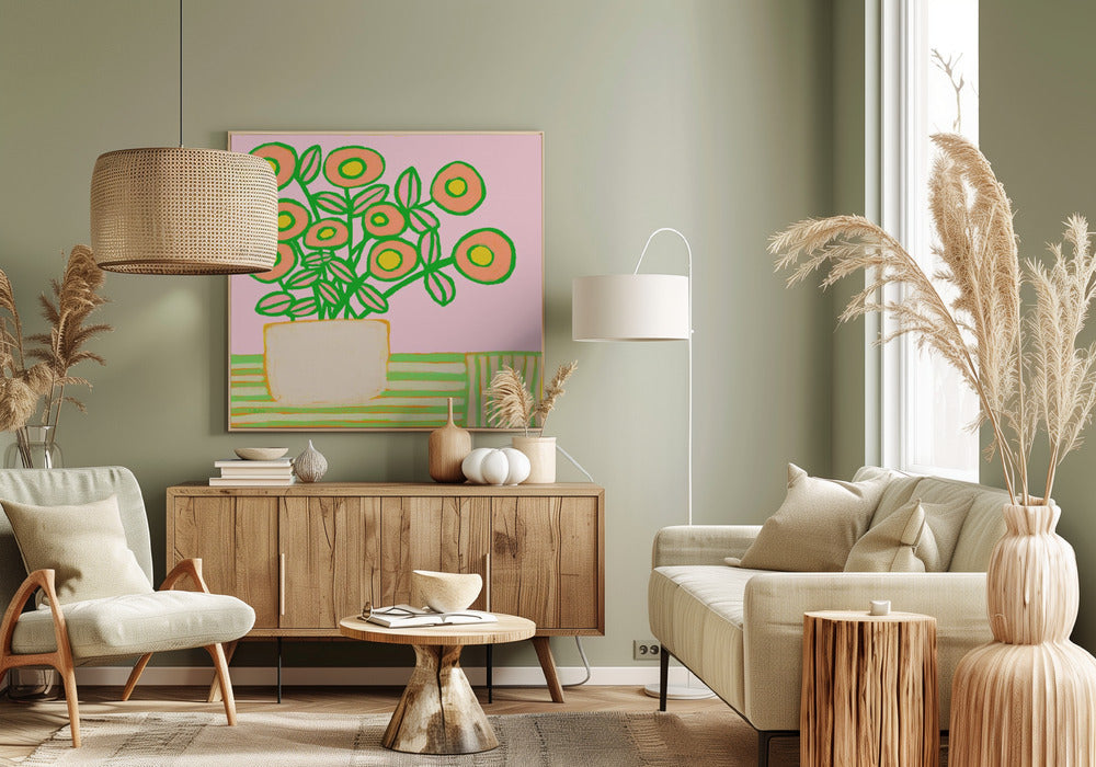 Blumentopf in Rosa | Leinwand
