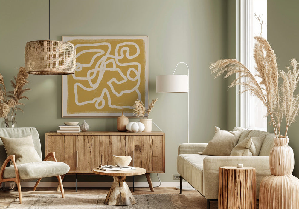 Abstrakte Linien Gold | Leinwand