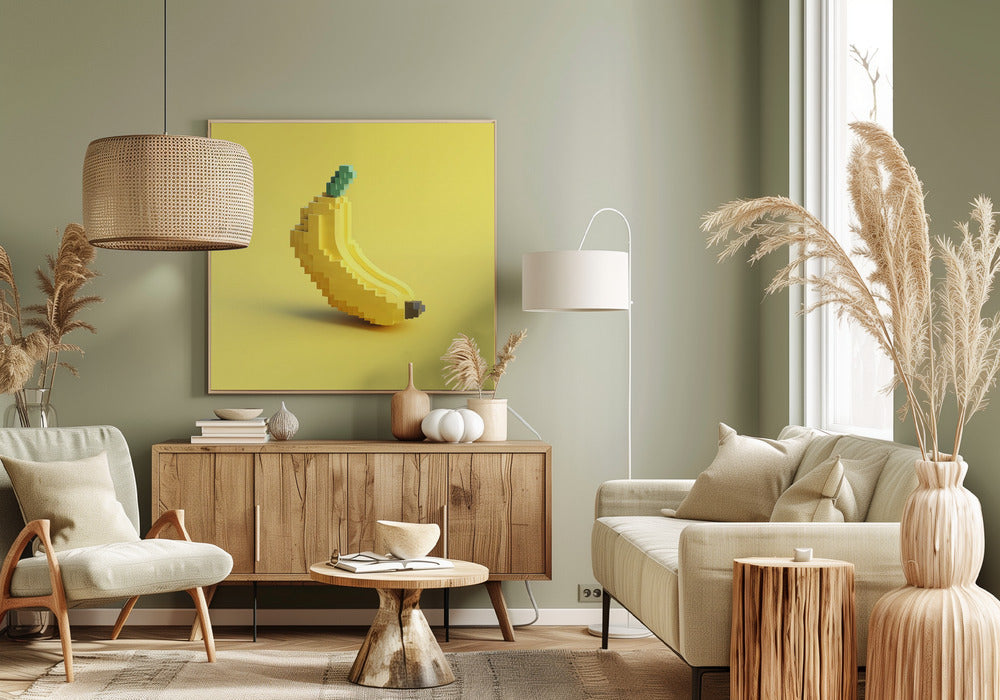 Pixelfrucht Stilisierte Banane | Leinwand