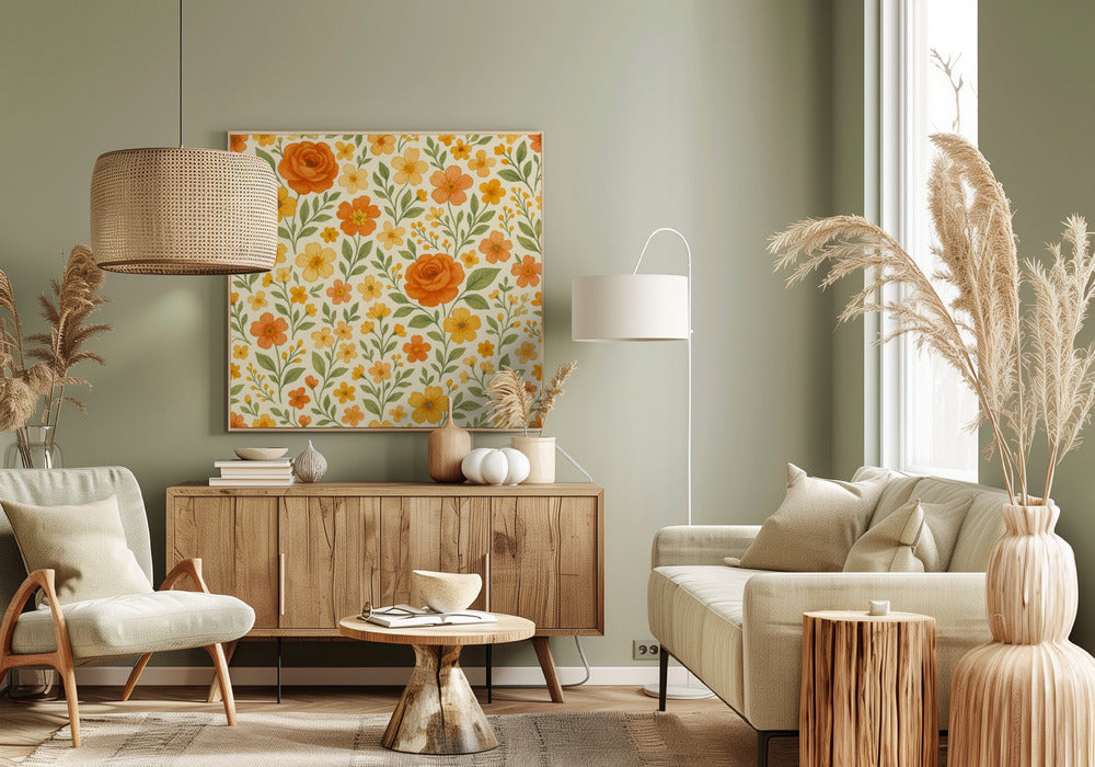 Orange Rosenwiese | Leinwand