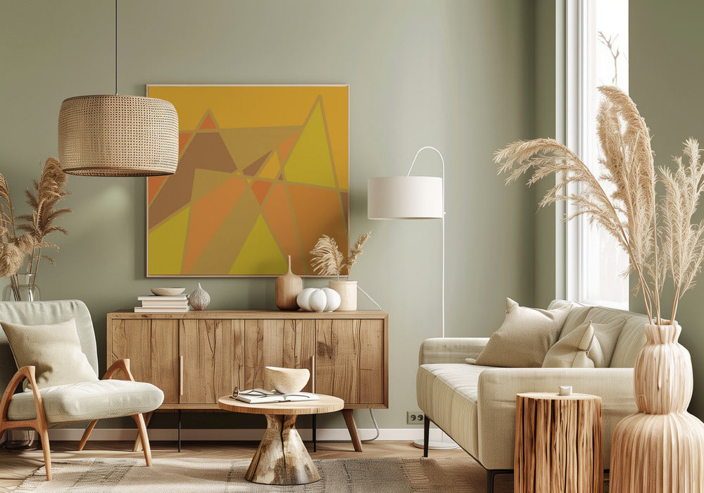 Goldene abstrakte Berge | Leinwand