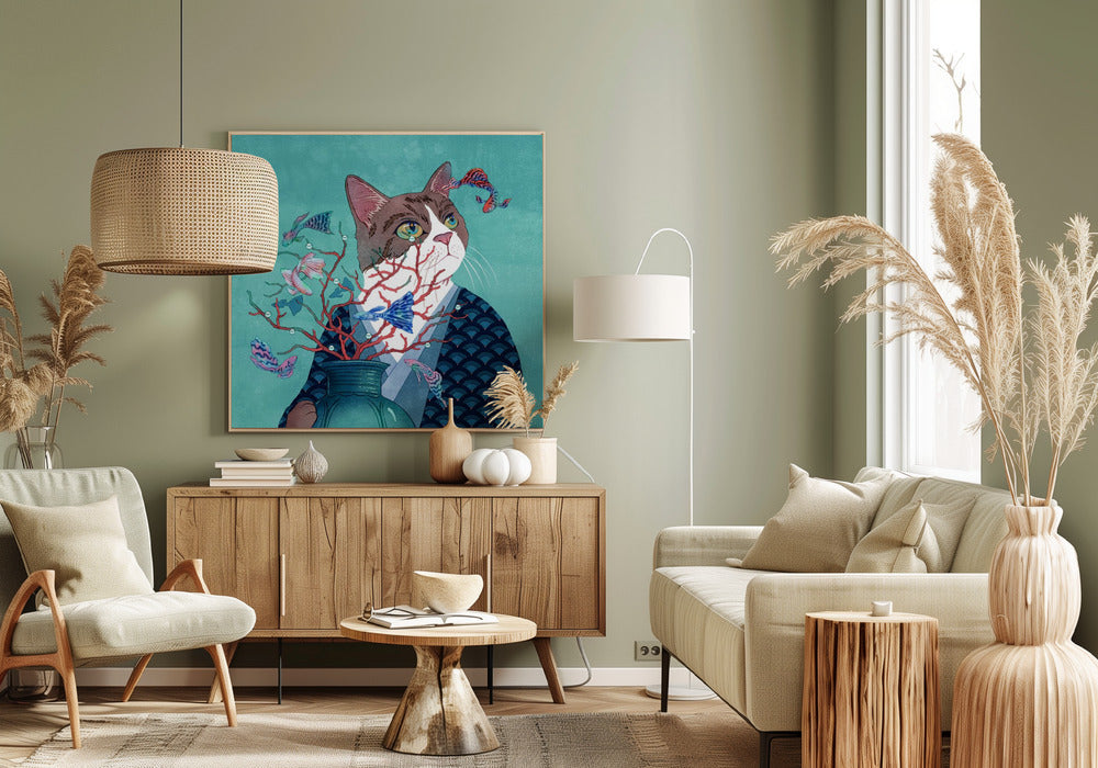 Katze und Fisch | Leinwand
