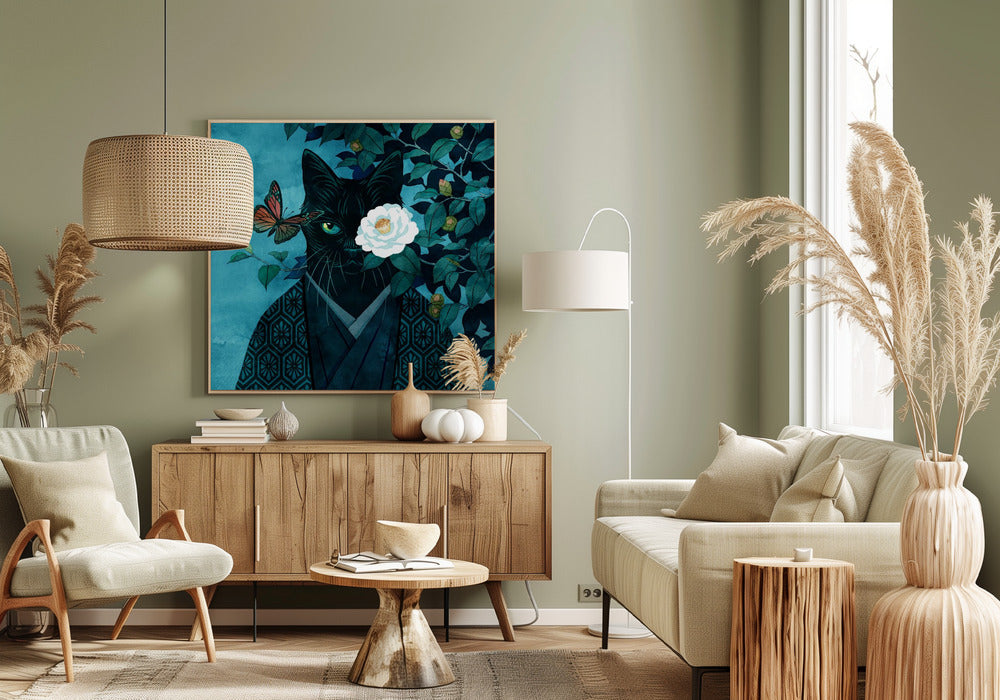 Weiße Kamelienkatze | Leinwand