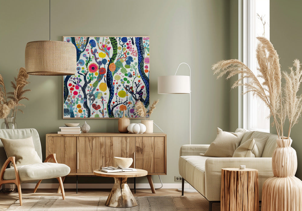 Lebendiger Blumenwald | Leinwand