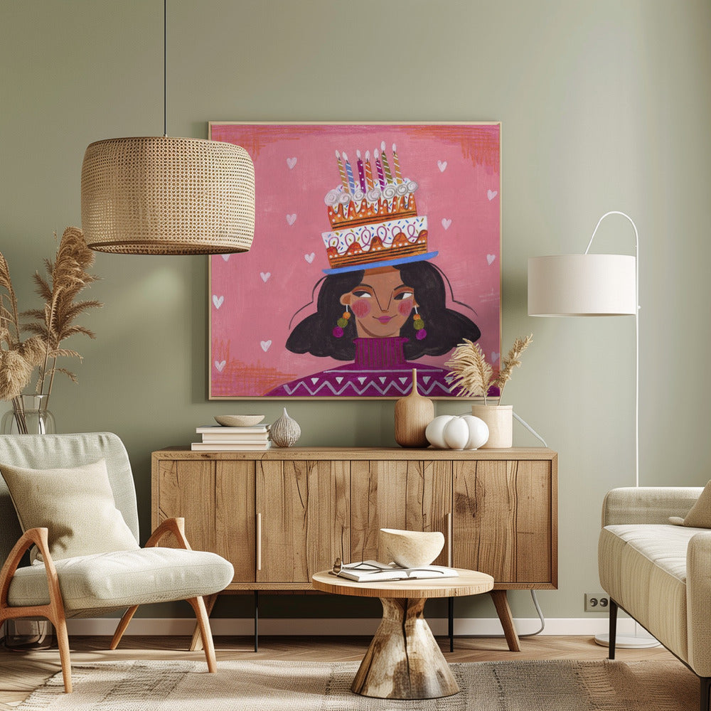 Frau mit Kuchen | Leinwand