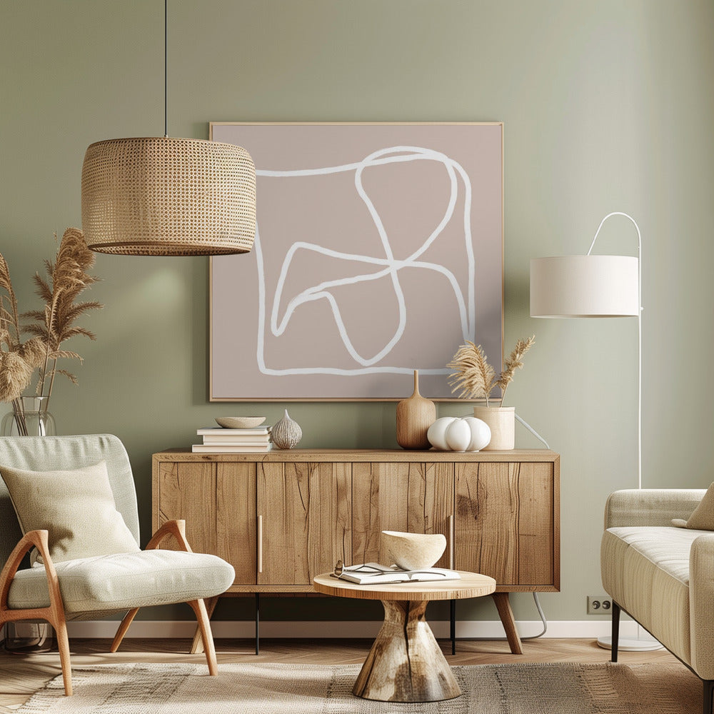 Beige abstrakte Linien | Leinwand