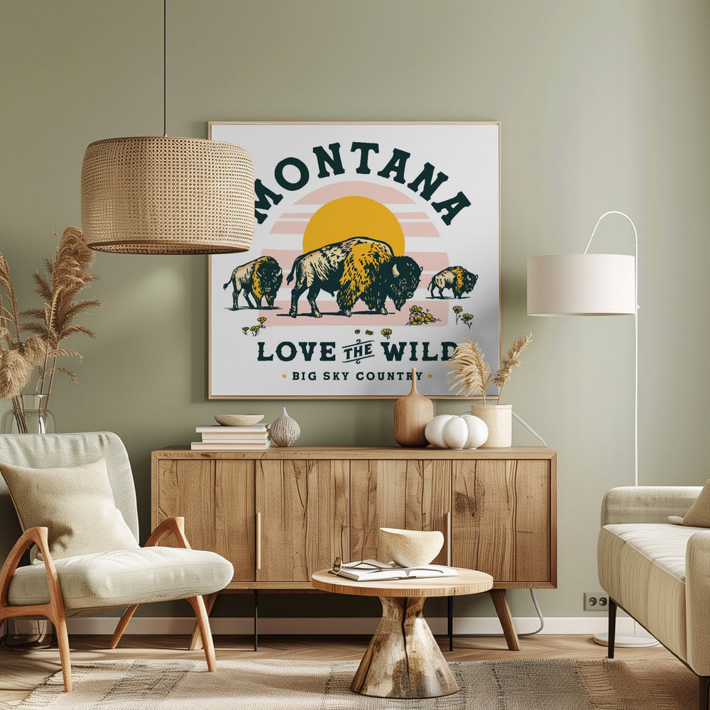 Montana Buffalo Art: Liebe die Wildnis | Leinwand