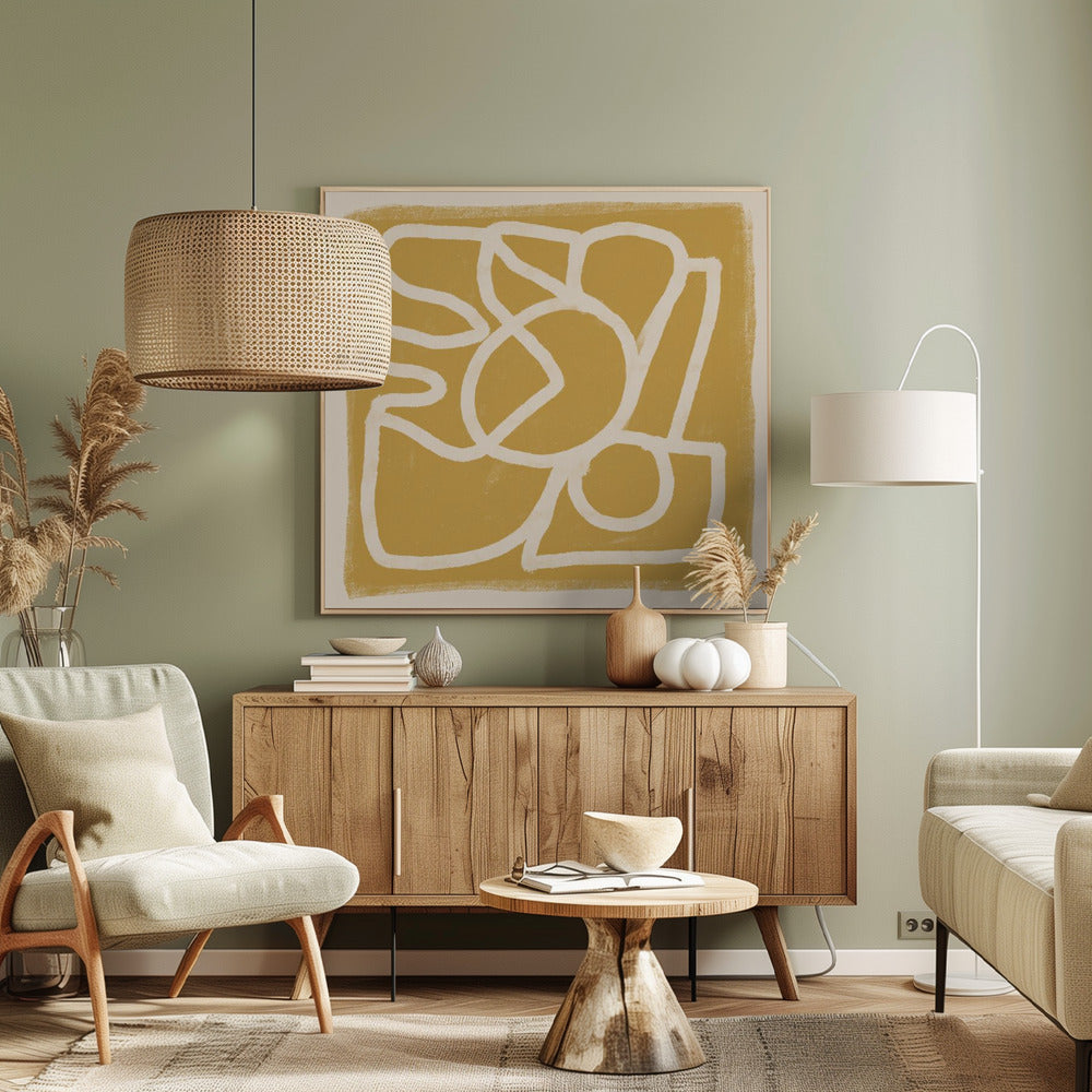 Linie Abstrakt Gold Tans | Leinwand
