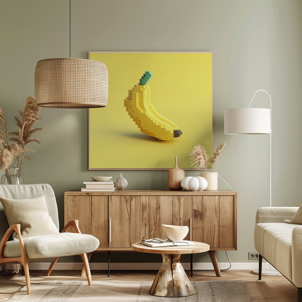 Pixelfrucht Stilisierte Banane | Leinwand