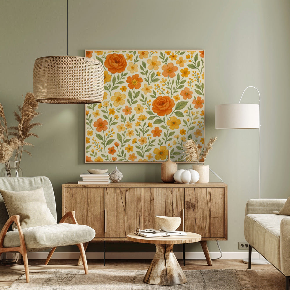 Orange Rosenwiese | Leinwand