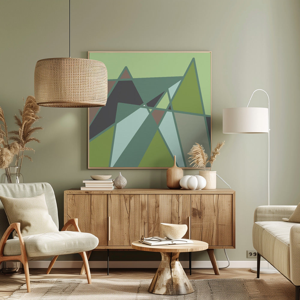 Goldene abstrakte Berge | Leinwand