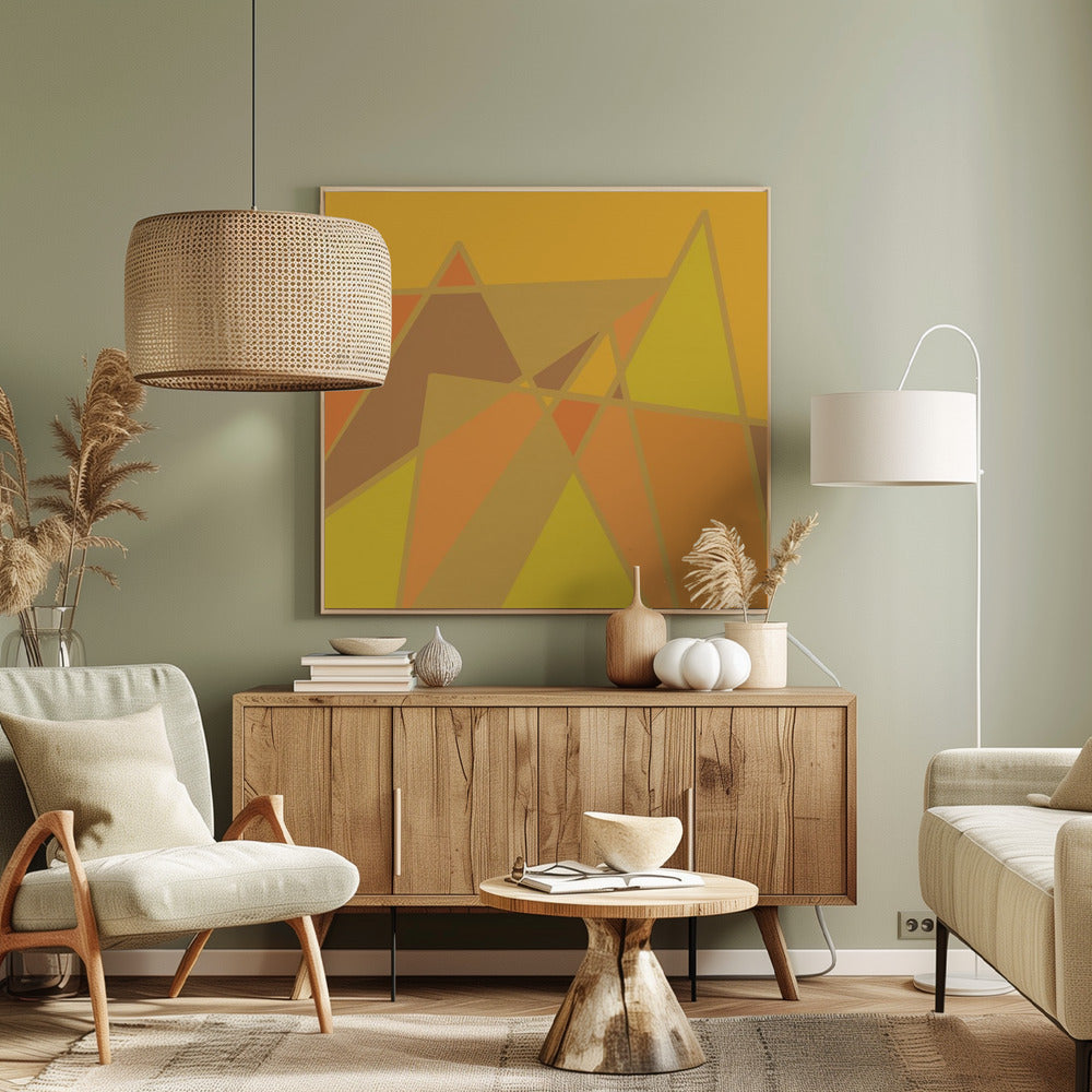 Goldene abstrakte Berge | Leinwand