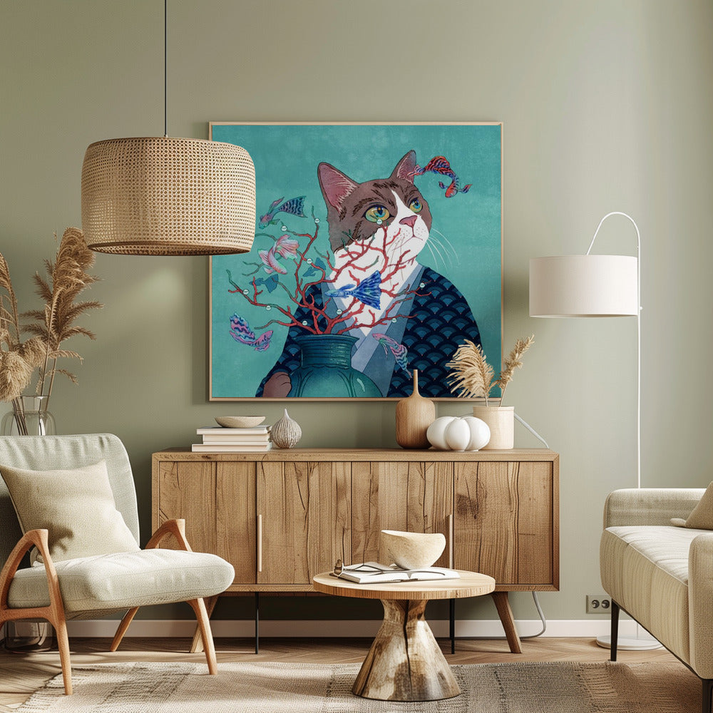 Katze und Fisch | Leinwand