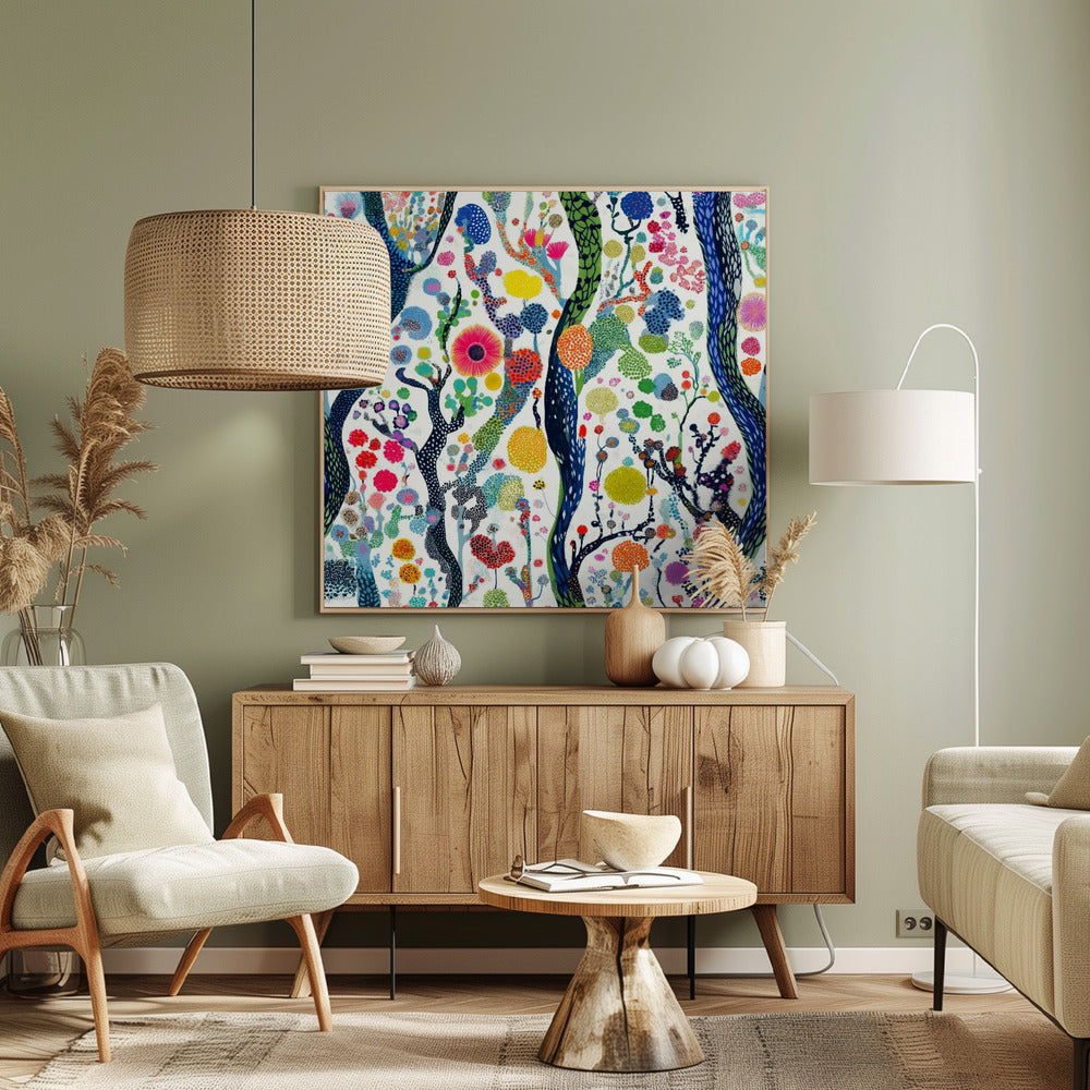 Lebendiger Blumenwald | Leinwand